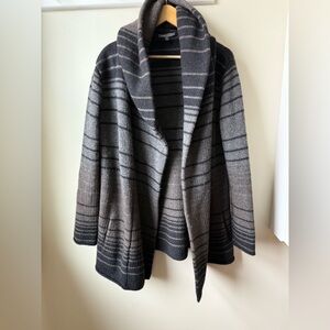 VINCE Sophie Striped Blanket Hooded Cardigan Jacket Wool Cashmere Yak Alpaca XS